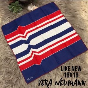 Like New Vera Neumann Scarf-16x16-Red/White/Blue-Summer Must Have